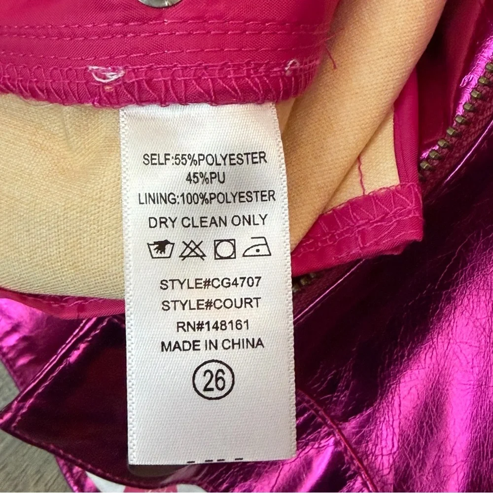 Buddy Love Court High-Waisted Metallic Shorts Womens 26 Shiny Fuchsia Barbiecore